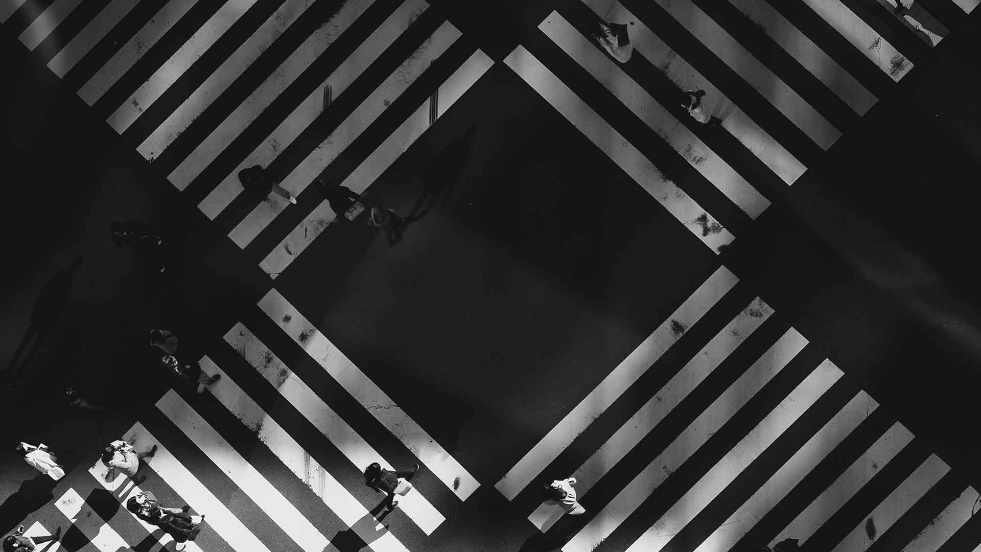 A birds-eye view of a cross roads